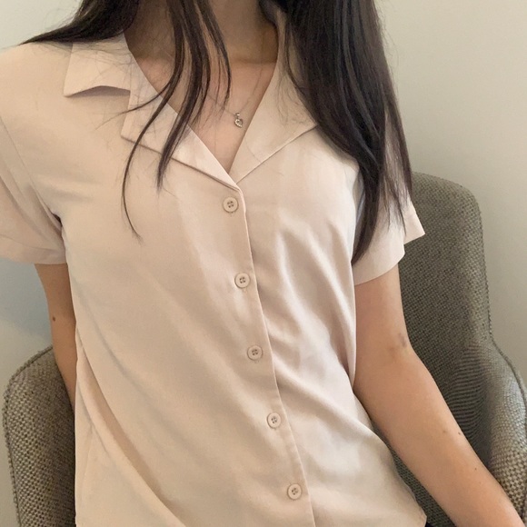 Korean Cream Button Down Blouse | Poshmark